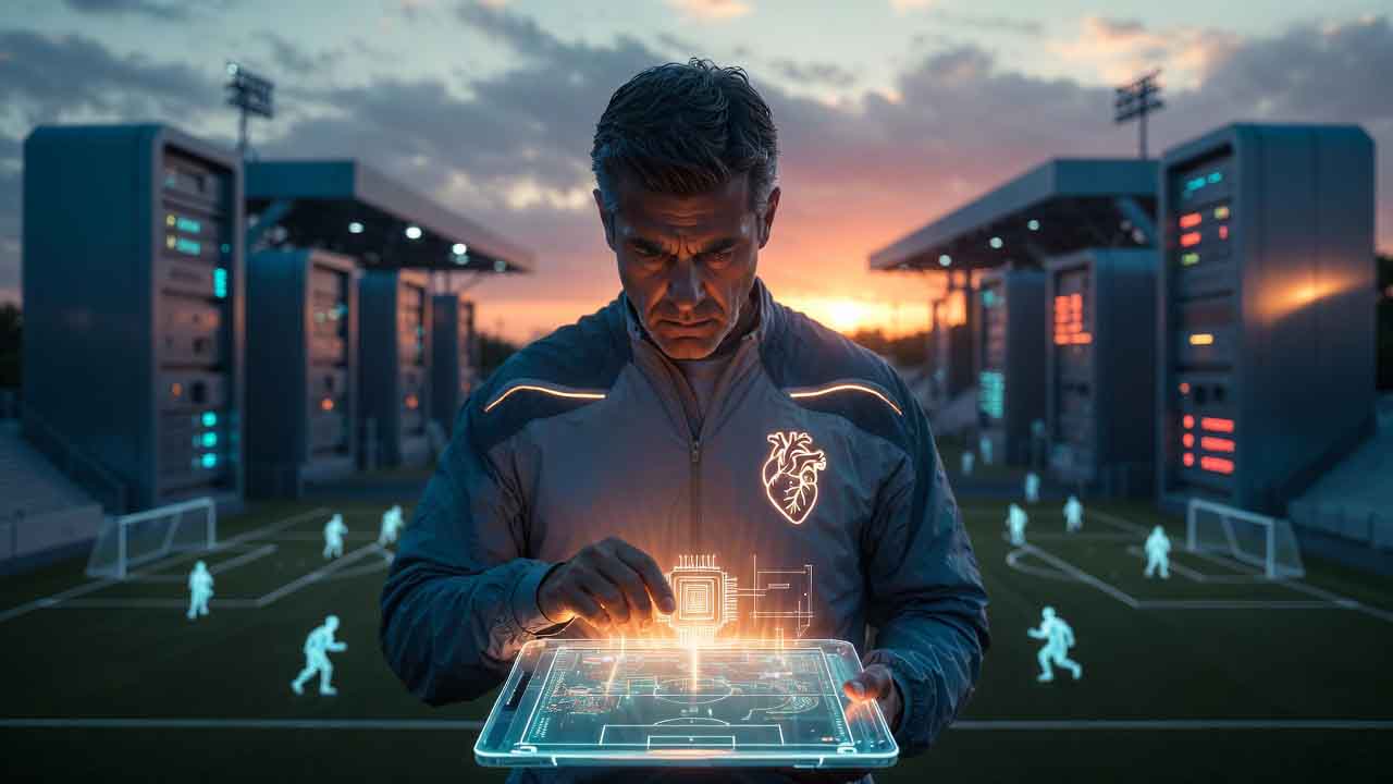 A coach using the Agonaris Astra platform to analyze team data.